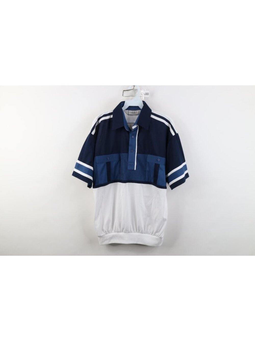Deadstock Vintage 90s Streetwear Mens Medium Ribbed Color Block Pullover Polo
